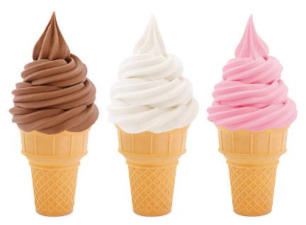 A plate of ice cream with various flavors, including chocolate, vanilla, and strawberry.